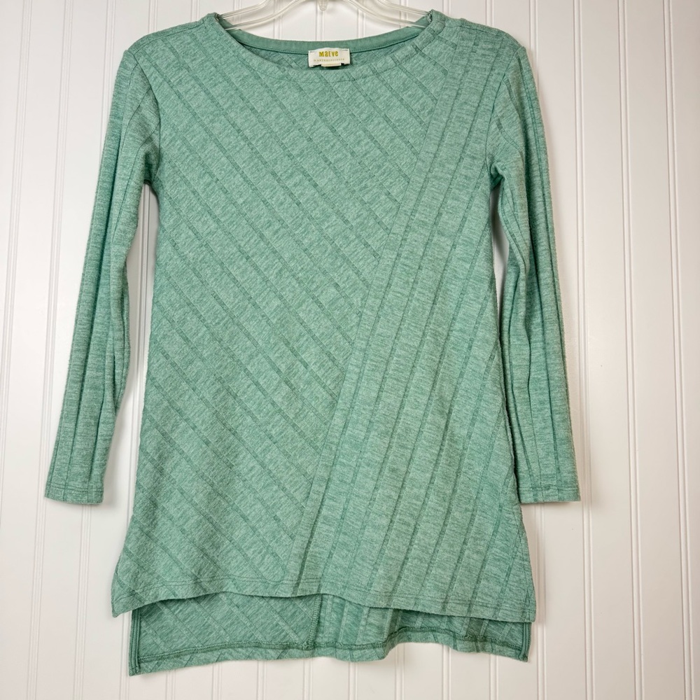 Maeve Tunic Top Women's Size XS Green Devin long Sleeve‎ Pullover Anthropologie